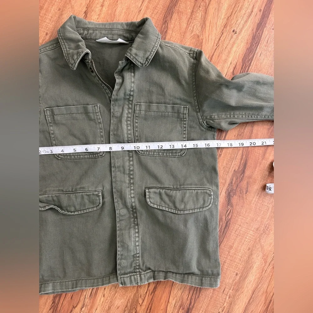 H&M Olive Green Canvas Shacket Girls Size 12